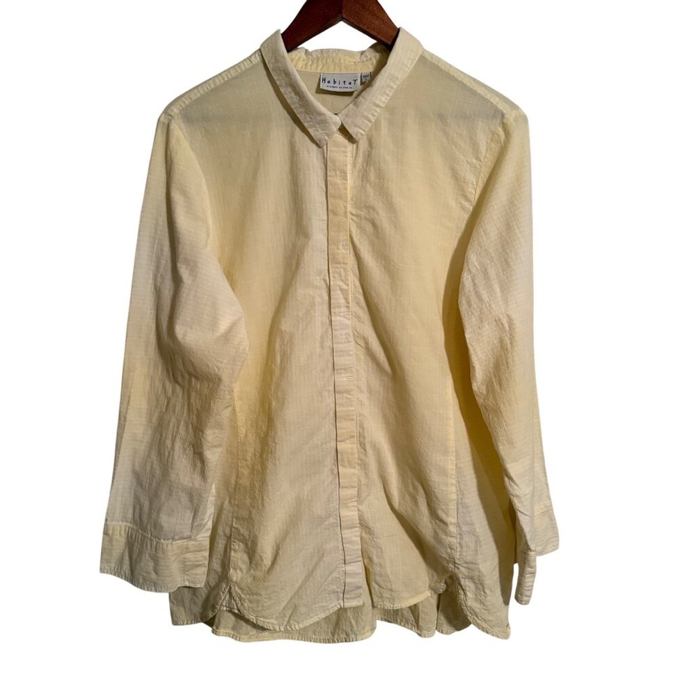 Habitat Button up yellow and white ombre and striped Shirt‎ Sz L